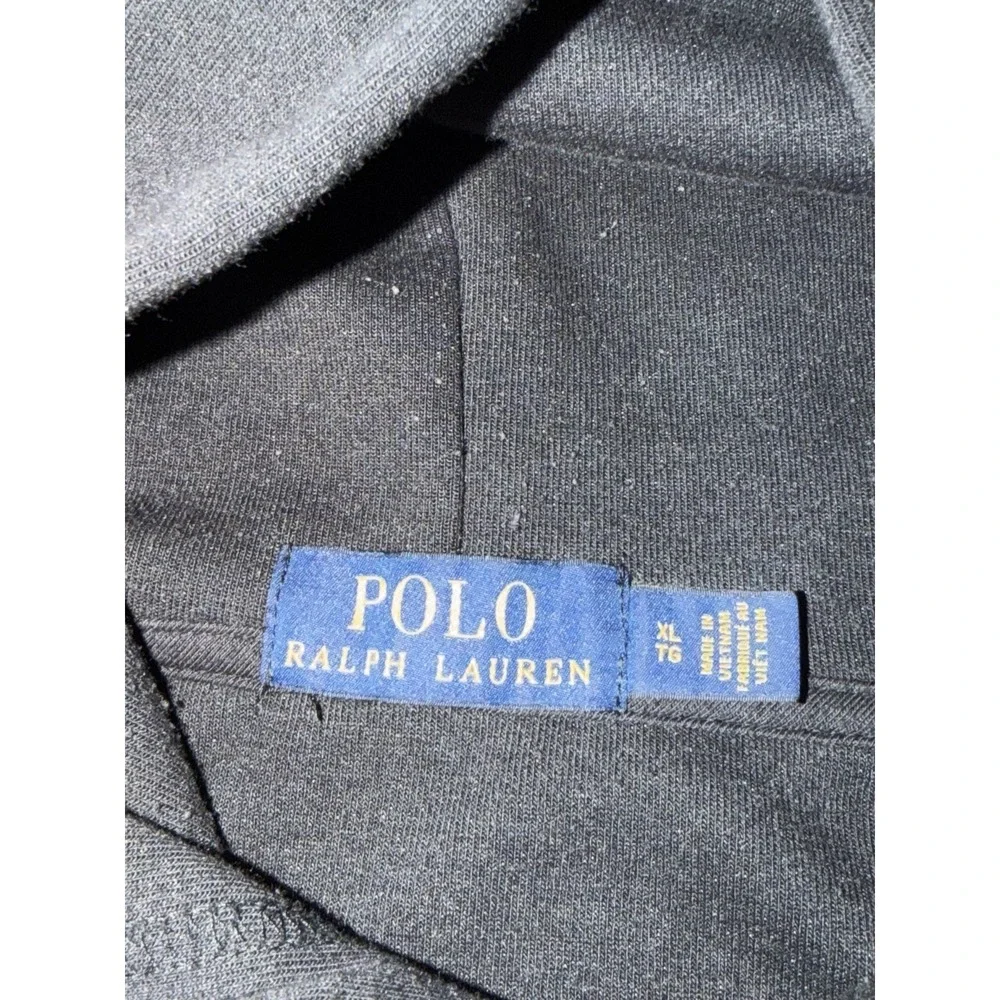 Polo Ralph Lauren Double Knit Big Pony Black On Black Hooded Sweatshirt Mens XL‎